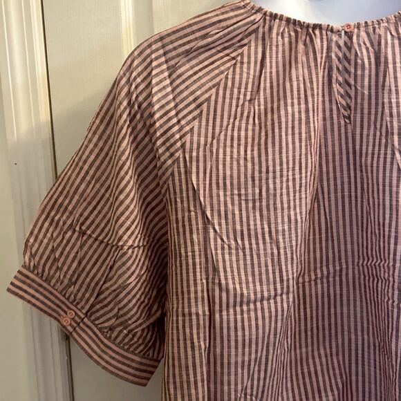 Terra & Sky Plus Size Short Sleeve Ruffle Woven Blouse Dusty Rose 3X (24W-26W) - Picture 14 of 16